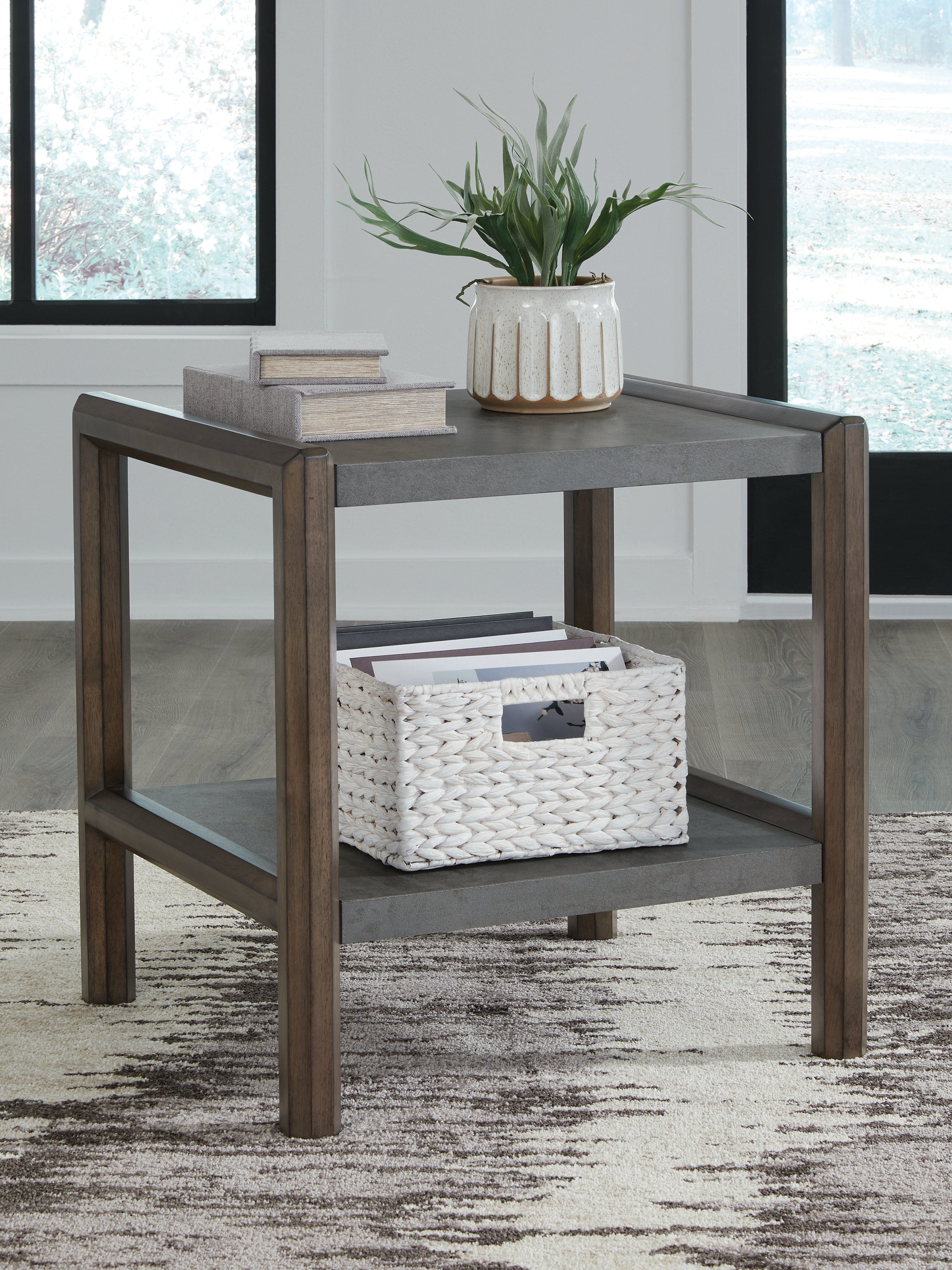 Leasing Furniture - Ashley Furniture - Kallenny End Table - Rectangular End Table / Brown/Gray - T669-3
