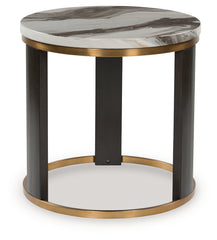 Leasing Furniture - Ashley Furniture - Jazmore End Table - Round End Table / Brown/Brass Finish - T671-6