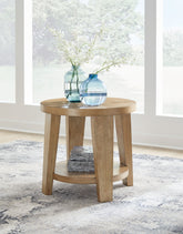 Leasing Furniture - Ashley Furniture - Kristiland End Table - Round End Table / Light Brown - T674-6