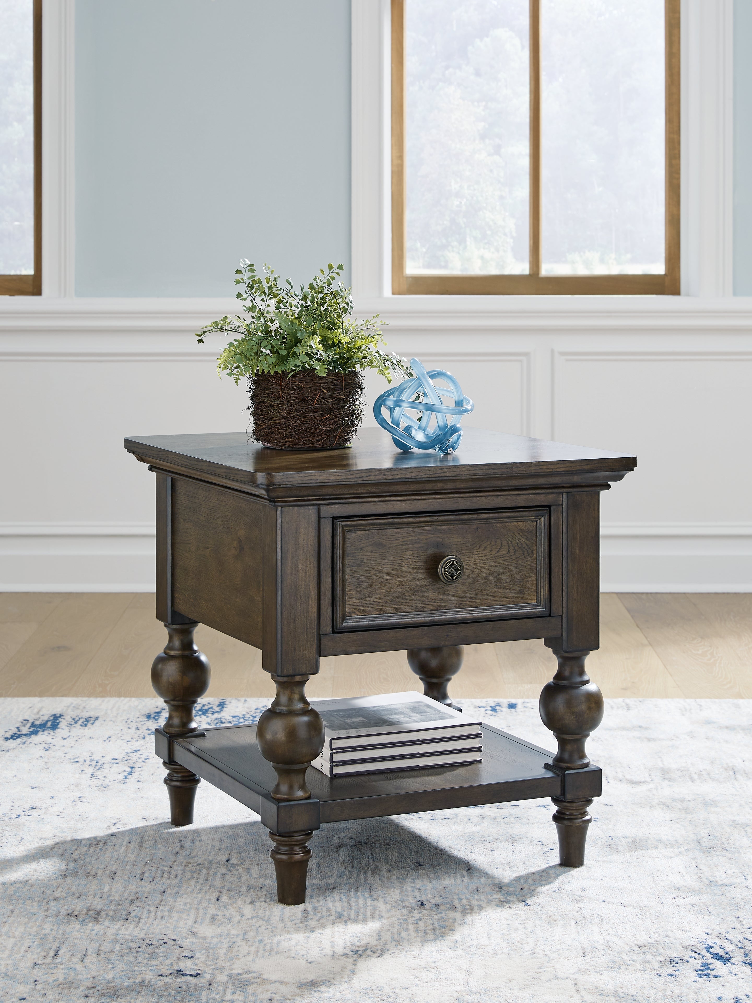 Leasing Furniture - Ashley Furniture - Veramond End Table - Square End Table / Dark Brown - T694-2