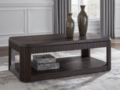 Leasing Furniture - Ashley Furniture - Carlibrie Lift-Top Coffee Table - Lift Top Cocktail Table / Warm Brown - T700-9