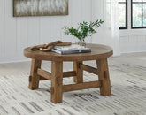 Leasing Furniture - Ashley Furniture - Mackifeld Coffee Table - Round Cocktail Table / Warm Brown - T724-8