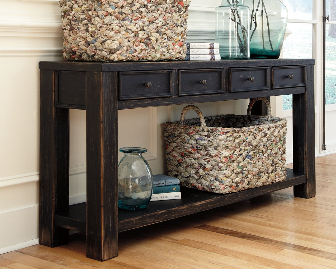 Leasing Furniture - Ashley Furniture - Gavelston Sofa/Console Table - Sofa Table / Black - T732-4
