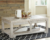 Leasing Furniture - Ashley Furniture - Fregine Coffee Table with Lift Top - Lift Top Cocktail Table / Whitewash - T755-9