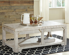 Leasing Furniture - Ashley Furniture - Fregine Coffee Table with Lift Top - Lift Top Cocktail Table / Whitewash - T755-9