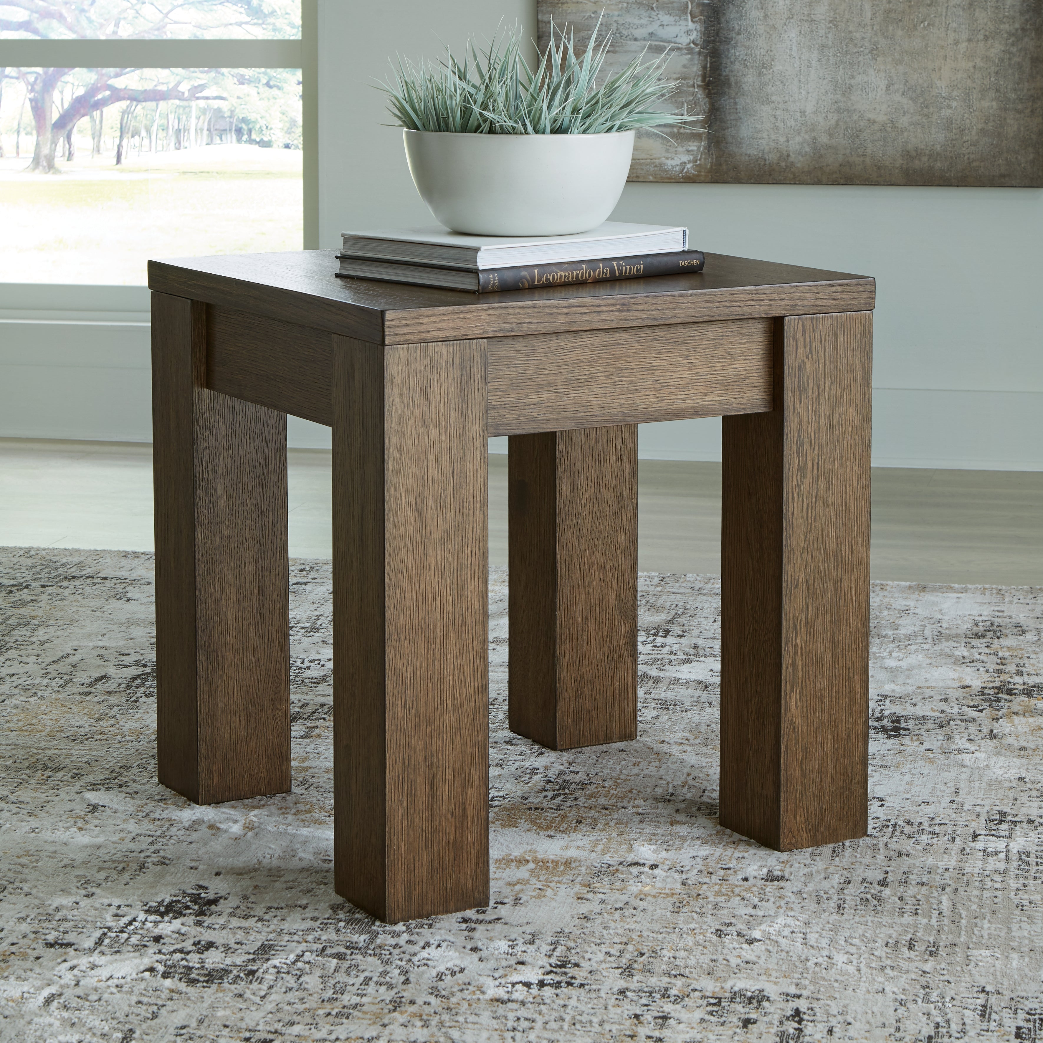 Leasing Furniture - Ashley Furniture - Rosswain End Table - Square End Table / Warm Brown - T763-2