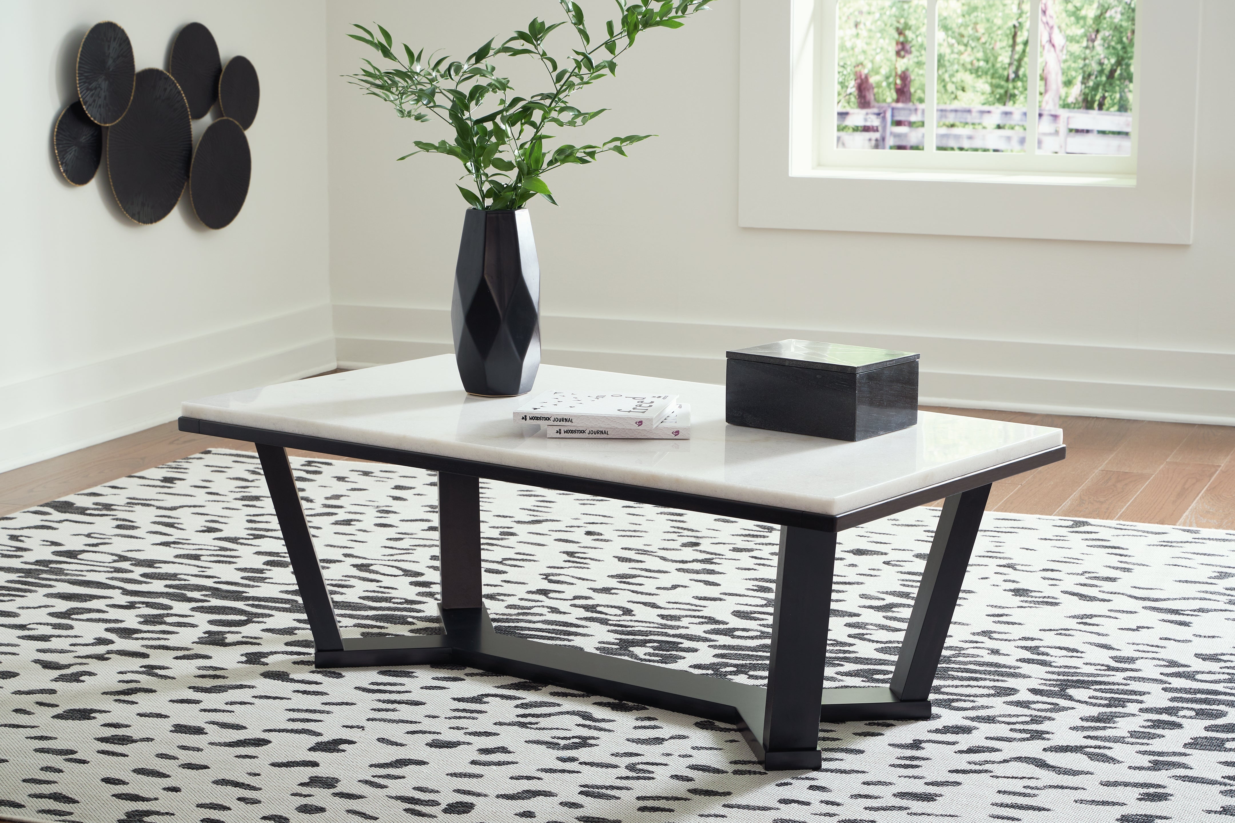 Leasing Furniture - Ashley Furniture - Fostead Coffee Table - Rectangular Cocktail Table / White/Espresso - T770-1