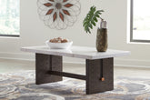 Leasing Furniture - Ashley Furniture - Burkhaus Coffee Table - Rectangular Cocktail Table / White/Dark Brown - T779-1
