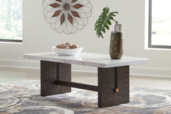 Leasing Furniture - Ashley Furniture - Burkhaus Coffee Table - Rectangular Cocktail Table / White/Dark Brown - T779-1