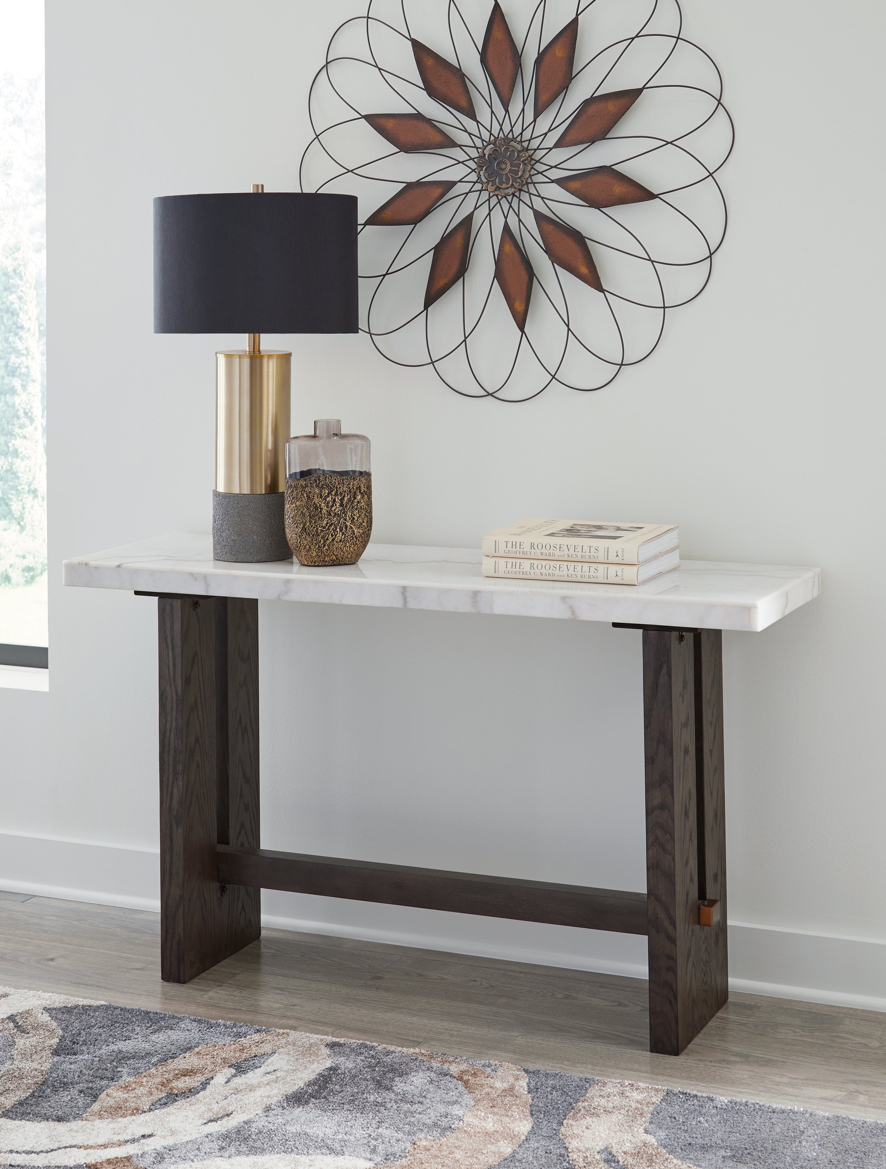 Leasing Furniture - Ashley Furniture - Burkhaus Sofa Table - Sofa Table / White/Dark Brown - T779-4