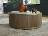 Leasing Furniture - Ashley Furniture - Camdill Coffee Table - Round Cocktail Table / Light Brown/White - T808-8