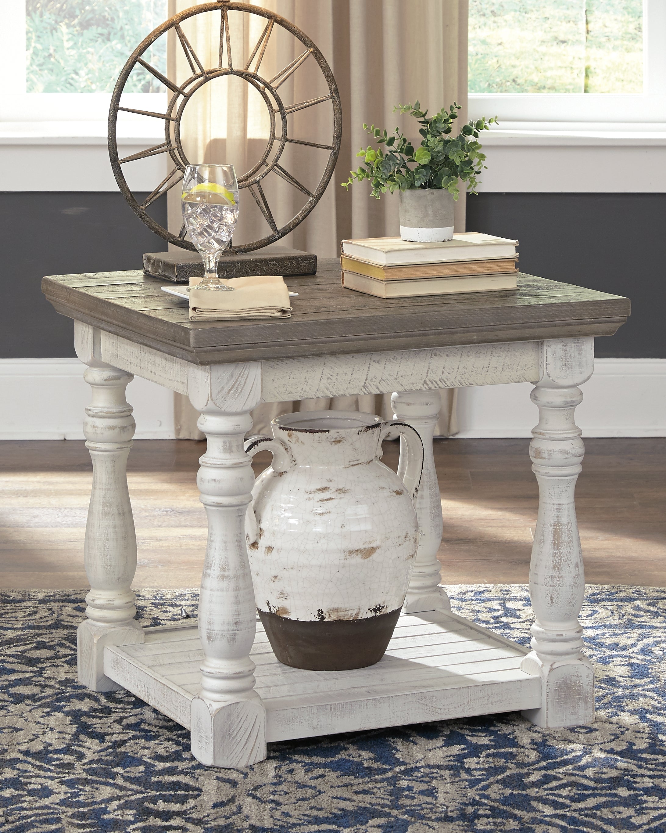 Leasing Furniture - Ashley Furniture - Havalance End Table - Square End Table / White/Gray - T994-2
