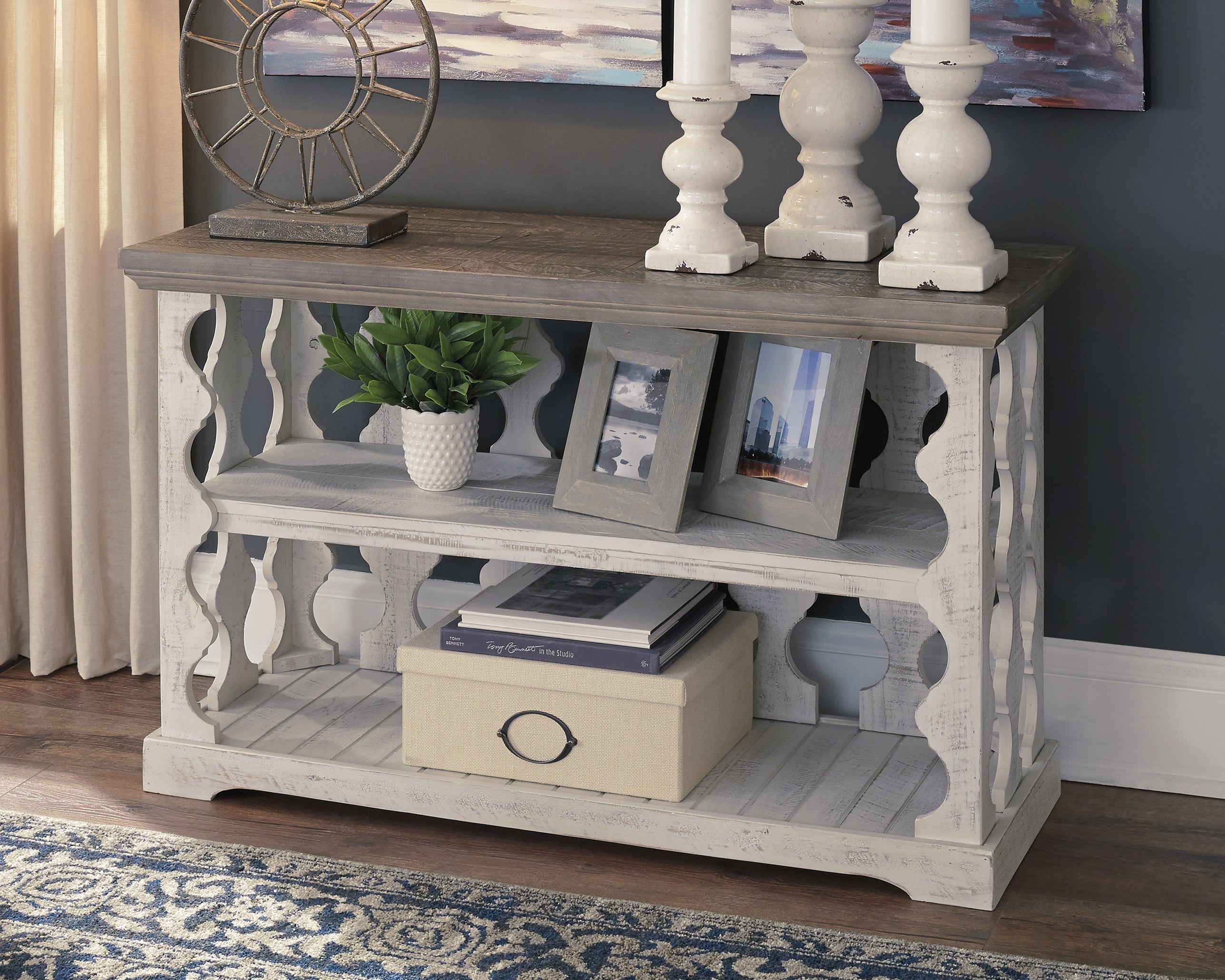 Leasing Furniture - Ashley Furniture - Havalance Sofa/Console Table - Console Sofa Table / Gray/White - T814-5