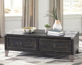 Leasing Furniture - Ashley Furniture - Todoe Coffee Table with Lift Top - Lift Top Cocktail Table / Dark Gray - T901-9