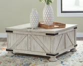 Leasing Furniture - Ashley Furniture - Carynhurst Coffee Table - Cocktail Table with Storage / Whitewash - T929-20
