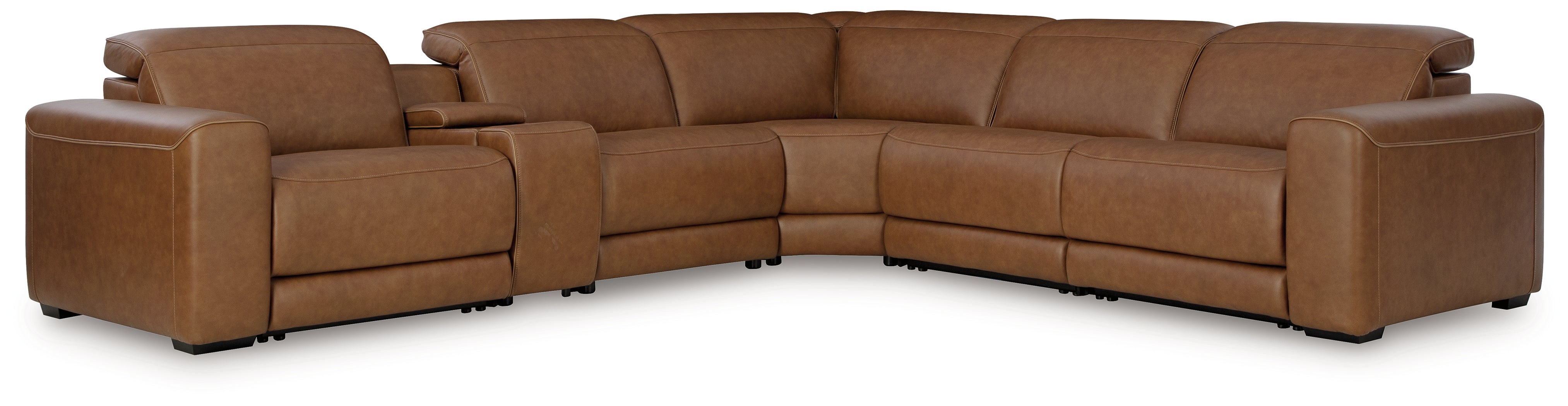 Leasing Furniture - Ashley Furniture - Magic Man Sectional - 2-Piece Power Reclining Sectional Loveseat with Console / Caramel - PCU10700S3