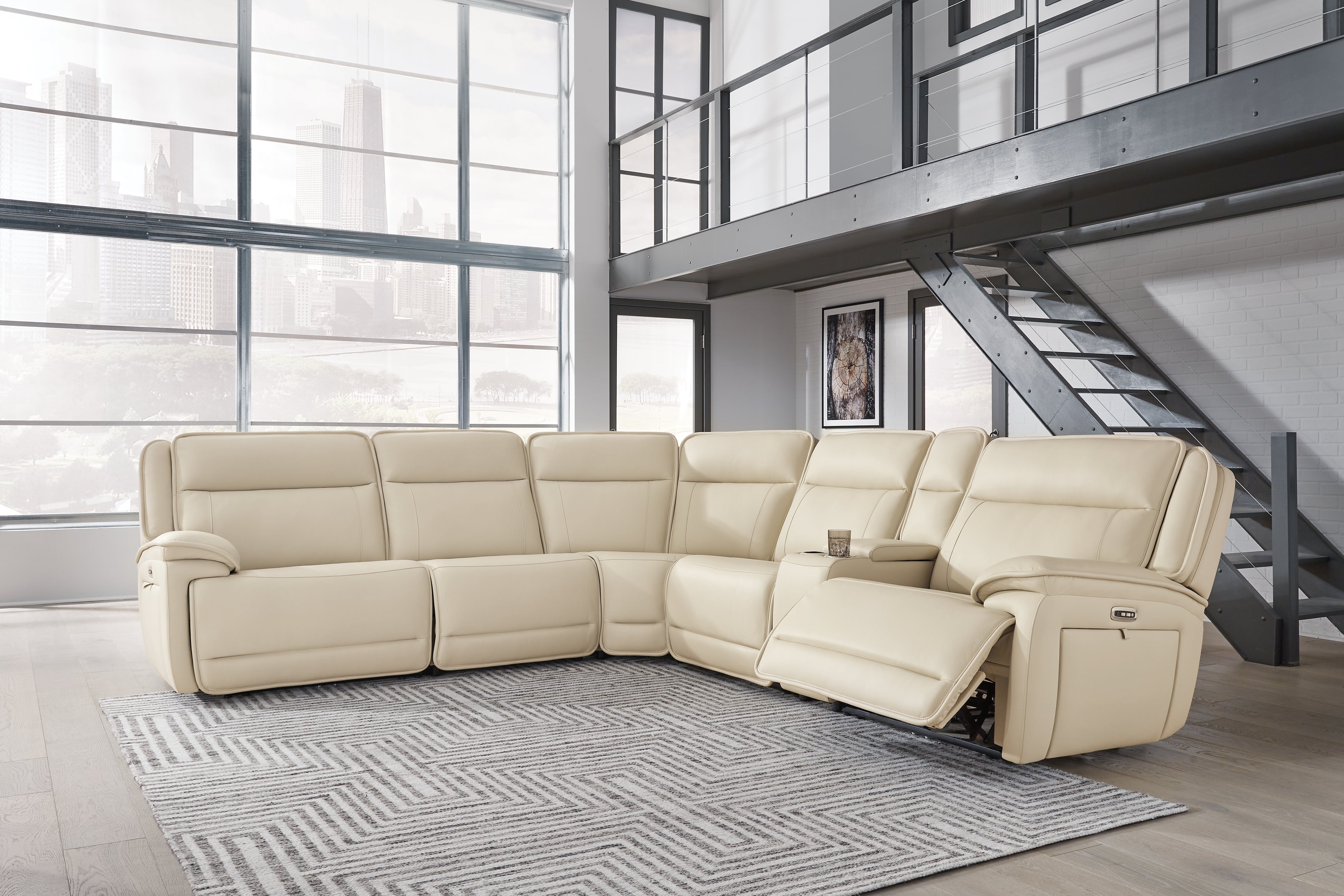 Leasing Furniture - Ashley Furniture - Double Deal Sectional - 4-Piece Reclining Sectional / Almond - U13001S6