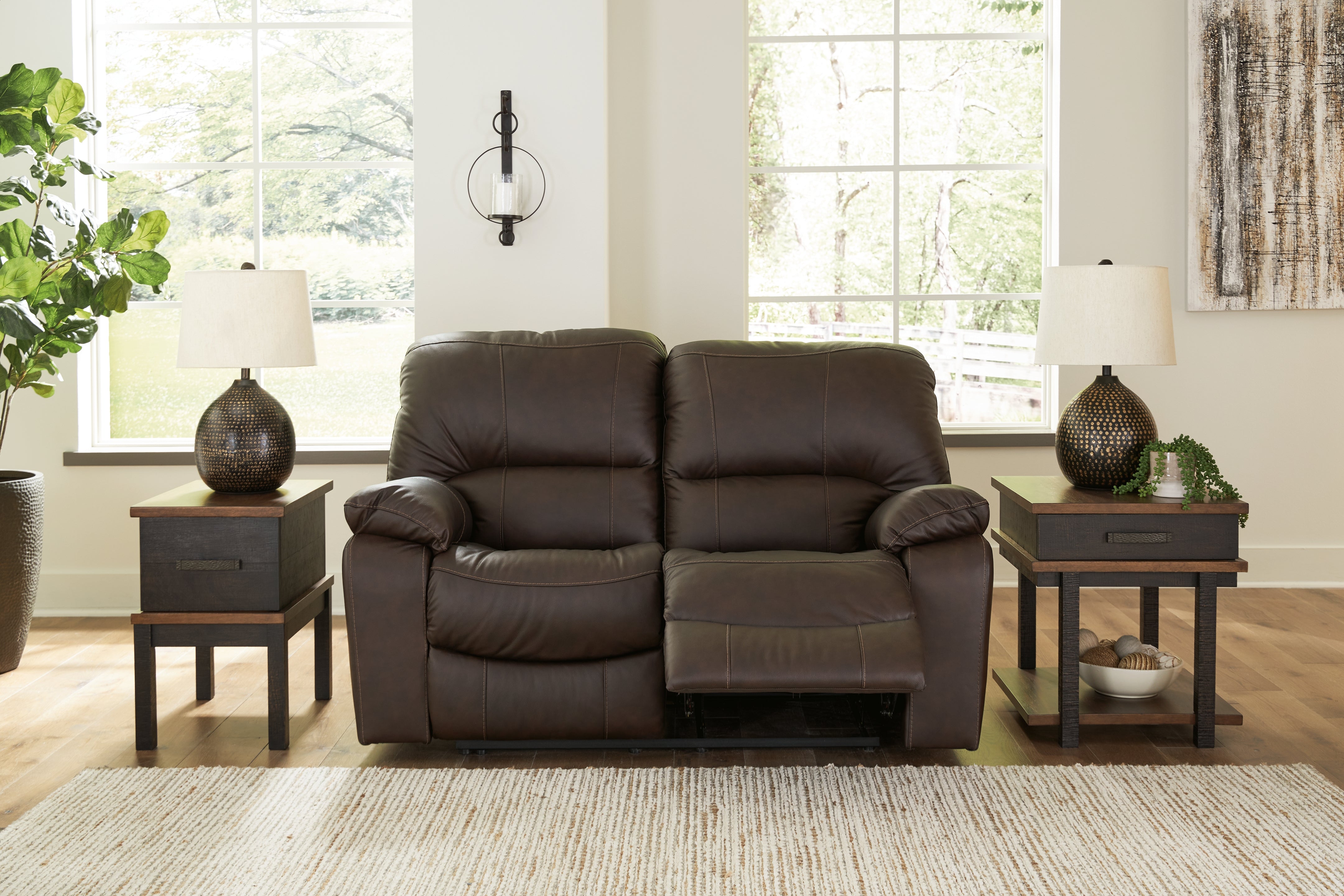 Leasing Furniture - Ashley Furniture - Leesworth Living Room - Reclining Power Loveseat / Ocean - U4380974