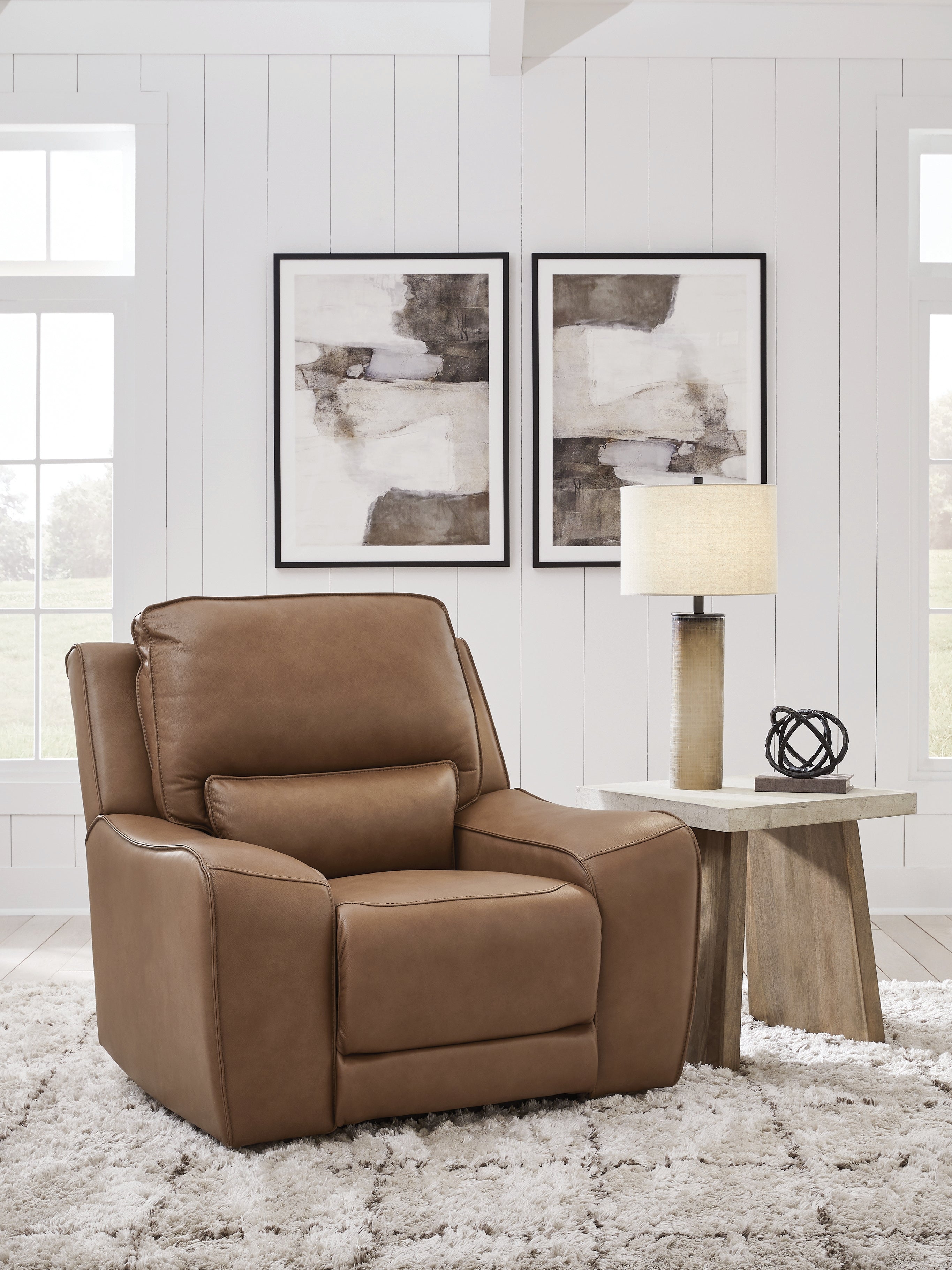 Leasing Furniture - Ashley Furniture - DeepWakes Living Room - PWR REC Loveseat/CON/ADJ HDRST / Caramel - PCU6260618