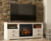 Leasing Furniture - Ashley Furniture - Willowton 64" TV Stand with Electric Fireplace - 64" TV Stand with Electric Fireplace / Whitewash - W267W8