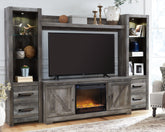 Leasing Furniture - Ashley Furniture - Wynnlow 4-Piece Entertainment Center with Electric Fireplace - 4-Piece Entertainment Center with Electric Fireplace / Gray - W440W5
