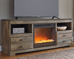 Leasing Furniture - Ashley Furniture - Trinell 63" TV Stand with Electric Fireplace - 63" TV Stand with Electric Fireplace / Brown - W446W5