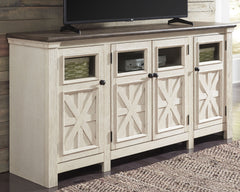 Leasing Furniture - Ashley Furniture - Bolanburg 74" TV Stand - 74" / White/Weathered Gray - W647-60