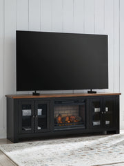 Leasing Furniture - Ashley Furniture - Wildenauer 76" TV Stand with Electric Fireplace - 76" TV Stand with Electric Fireplace / Brown/Black - W664W1