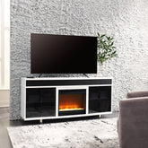 Leasing Furniture - Ashley Furniture - Gardoni 72" TV Stand with Electric Fireplace - 72" TV Stand with Electric Fireplace / White/Black - W756W1