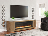 Leasing Furniture - Ashley Furniture - Camdill 80" TV Stand with Electric Fireplace - 80" TV Stand with Electric Fireplace / Light Brown - W808W1