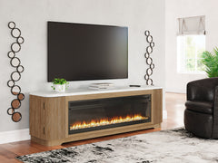 Leasing Furniture - Ashley Furniture - Camdill 80" TV Stand with Electric Fireplace - 80" TV Stand with Electric Fireplace / Light Brown - W808W1