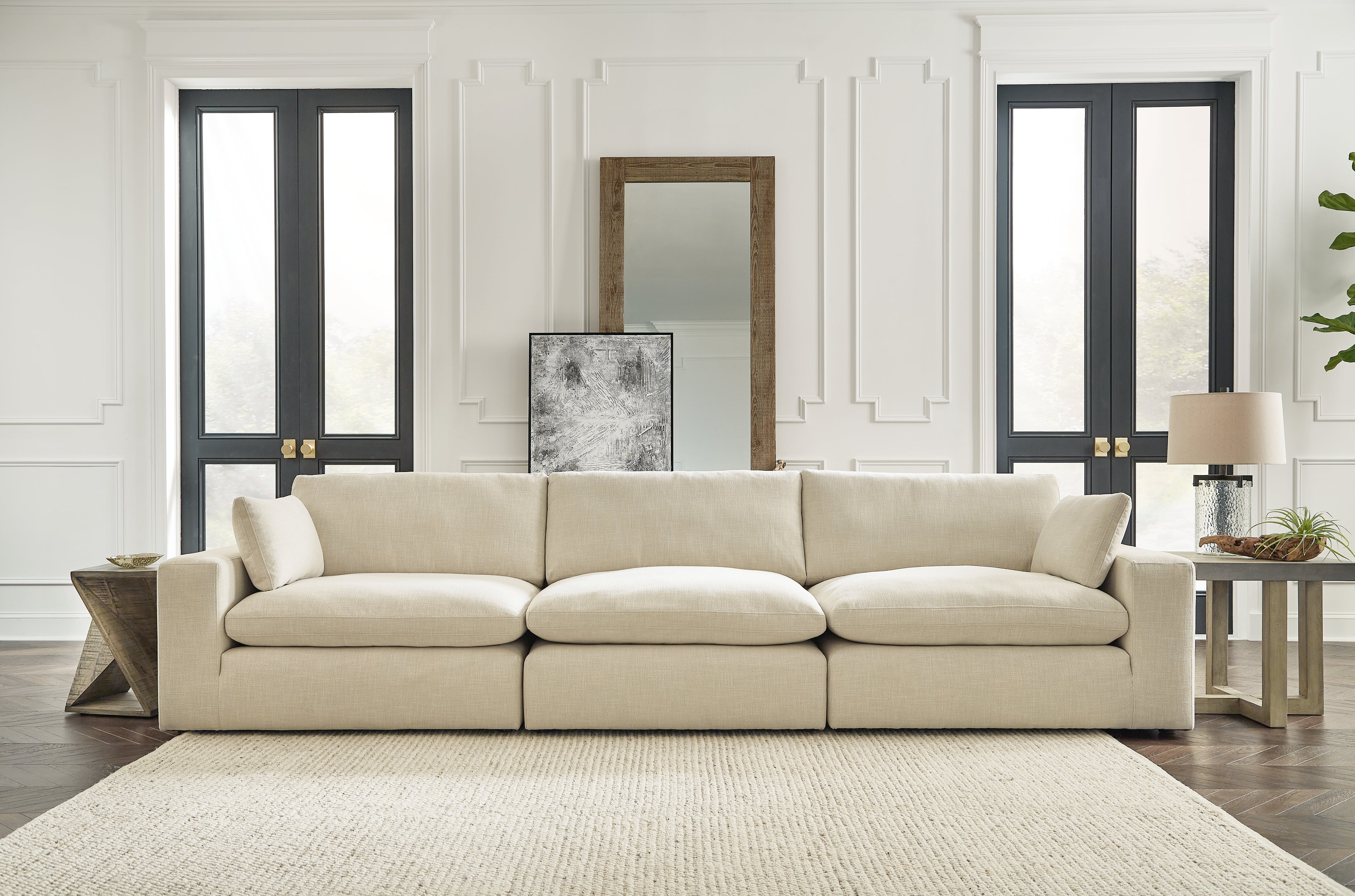Leasing Furniture - Ashley Furniture - Elyza Sectional - RAF 3-Piece Sectional Sofa / Linen - 10006S2