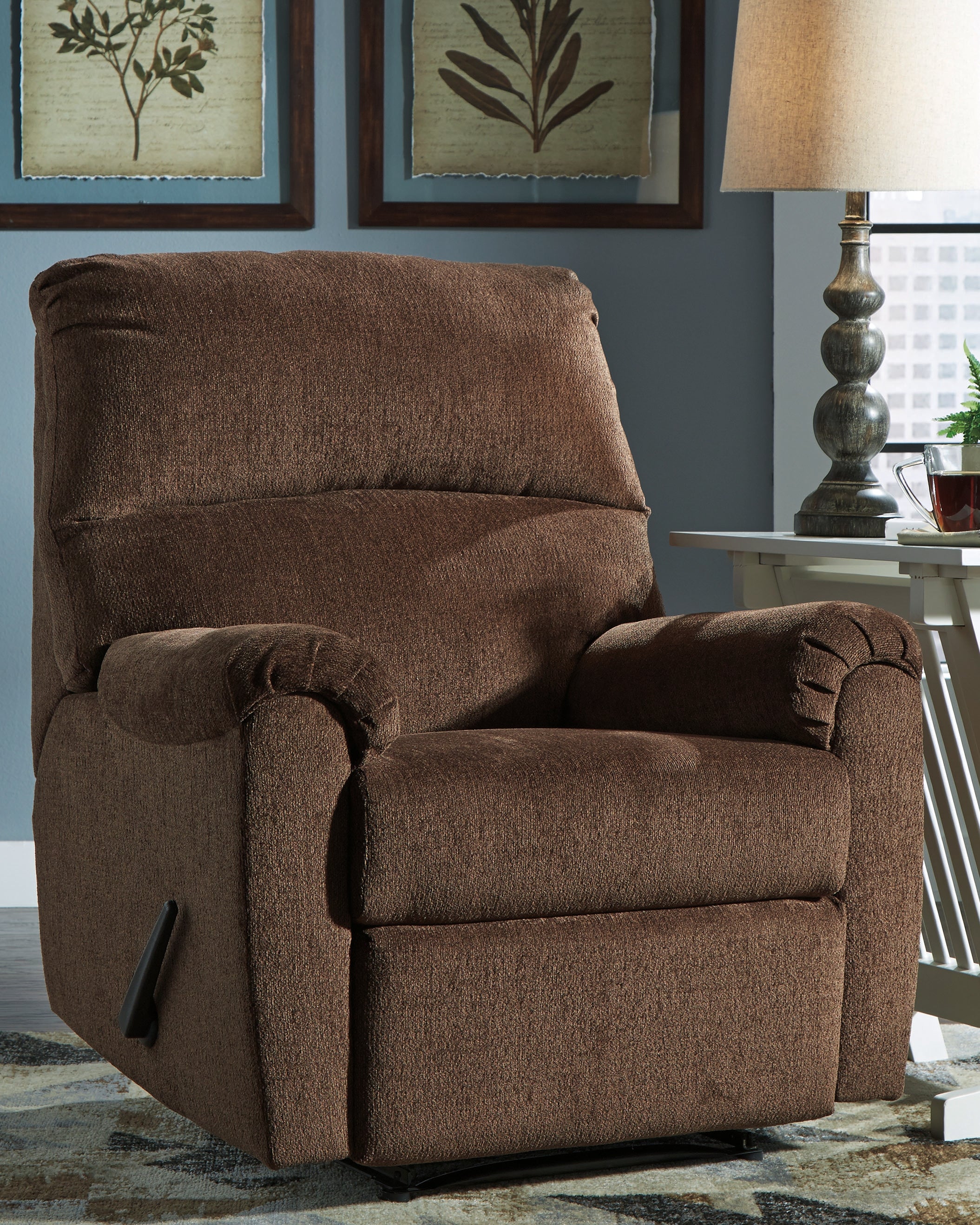 Leasing Furniture - Ashley Furniture - Nerviano Living Room - Zero Wall Recliner / Chocolate - 1080229