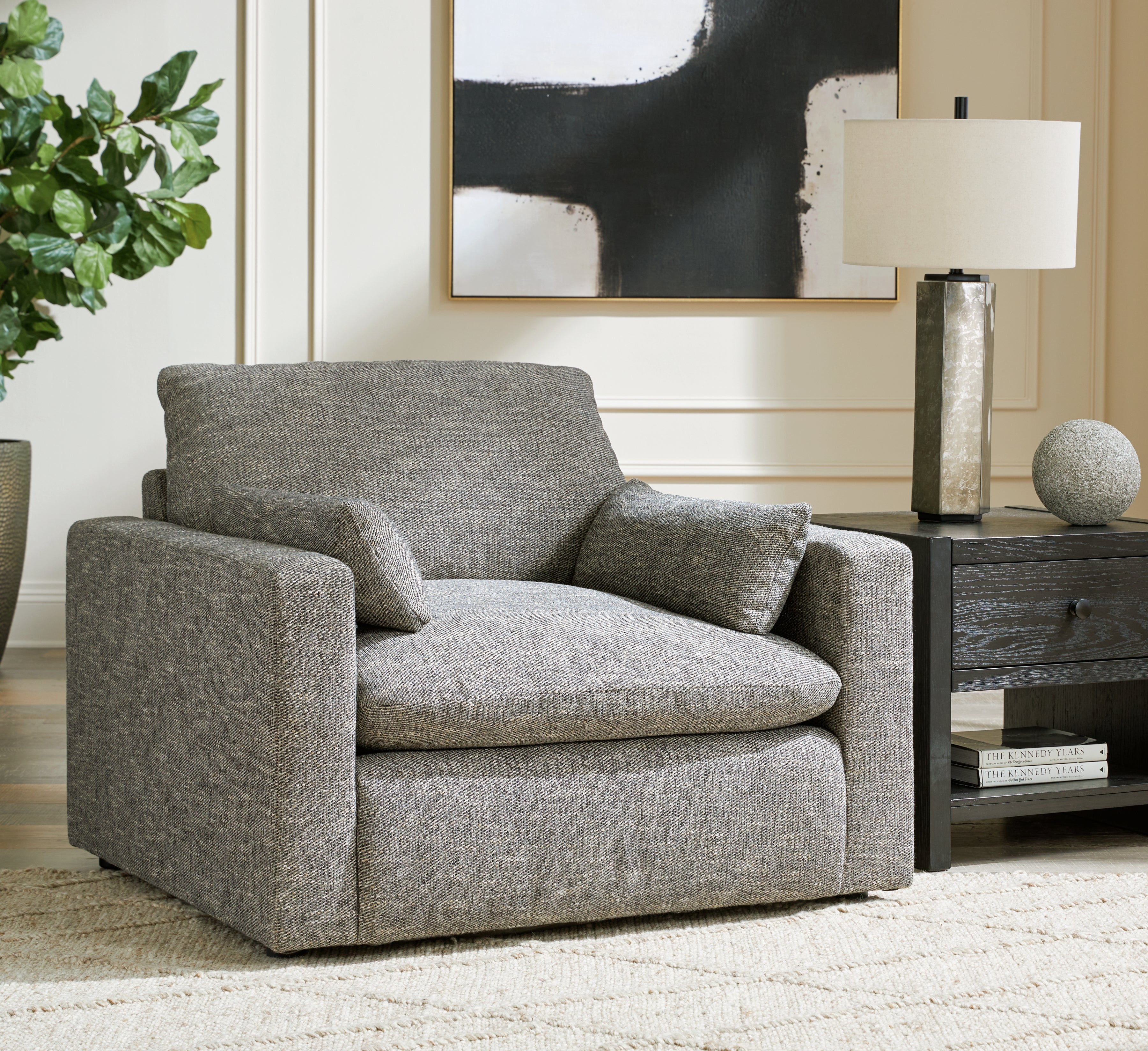 Leasing Furniture - Ashley Furniture - Dramatic Living Room - Chair and a Half / Granite - 1170223