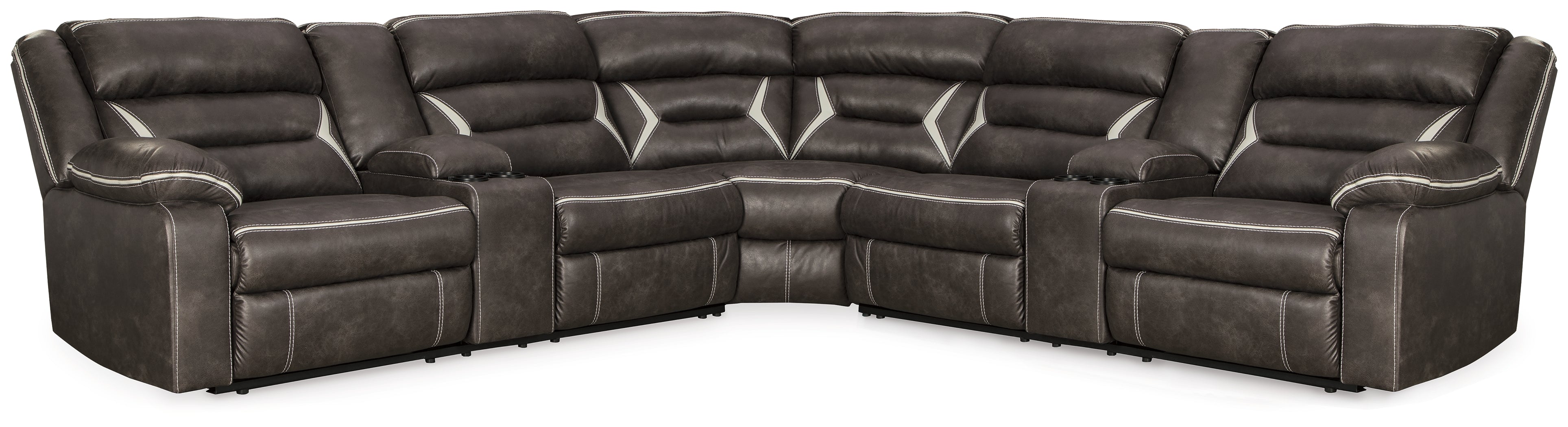 Leasing Furniture - Ashley Furniture - Kincord Sectional - 3-Piece Power Reclining Sectional / Midnight - 13104S5
