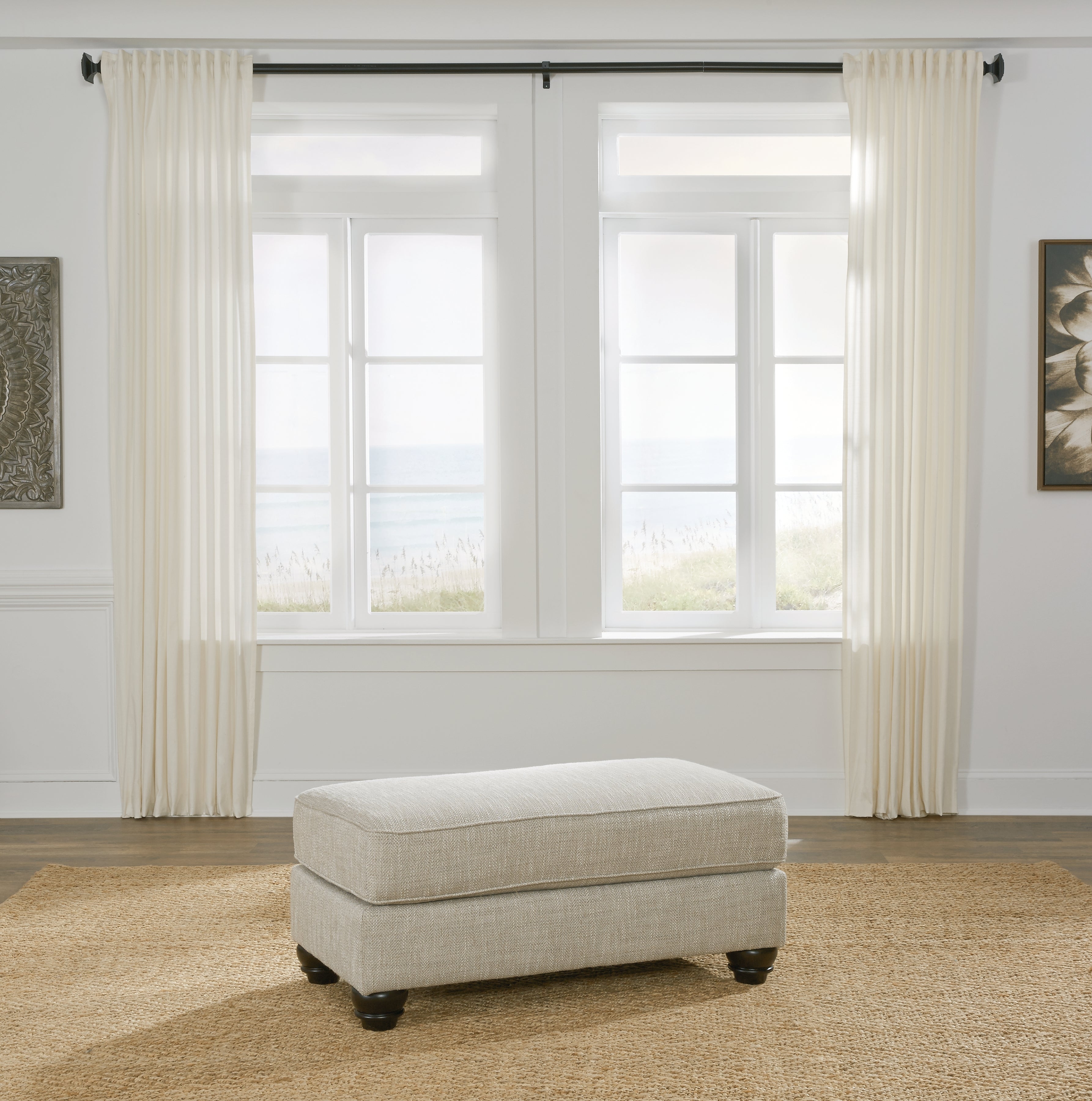 Leasing Furniture - Ashley Furniture - Asanti Living Room - Ottoman / Fog - 1320114