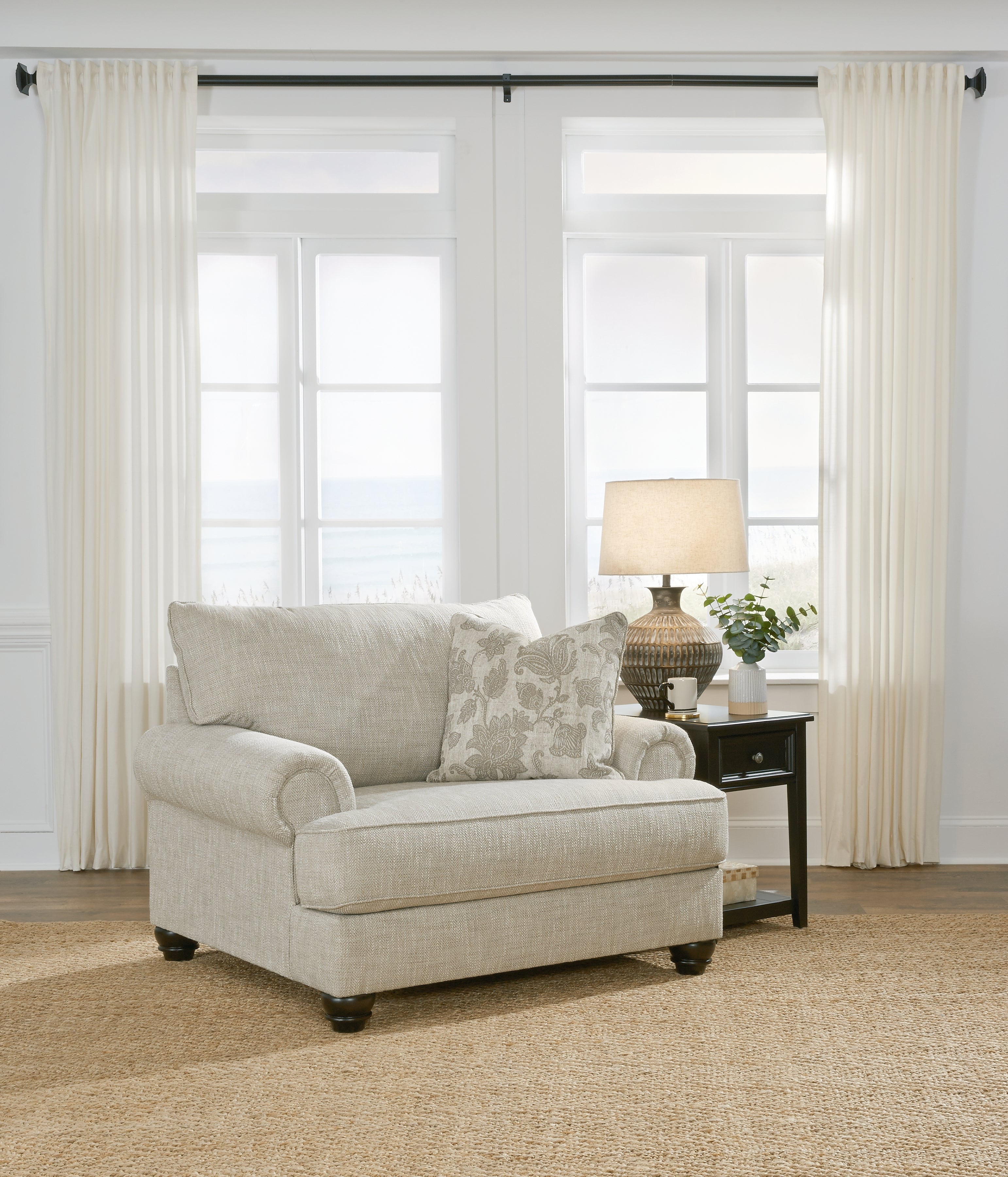 Leasing Furniture - Ashley Furniture - Asanti Living Room - Chair and a Half / Fog - 1320123