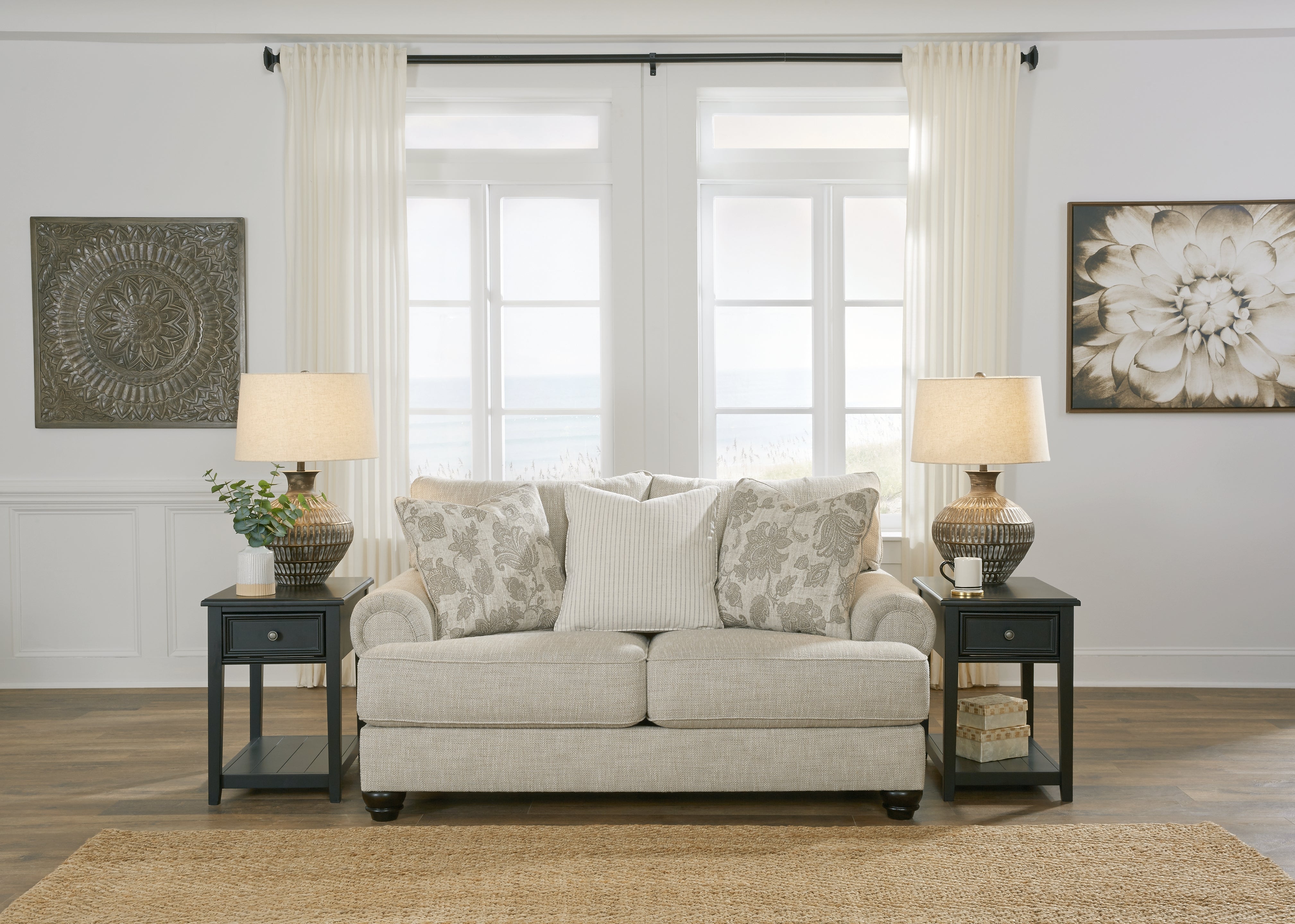 Leasing Furniture - Ashley Furniture - Asanti Living Room - Loveseat / Fog - 1320135