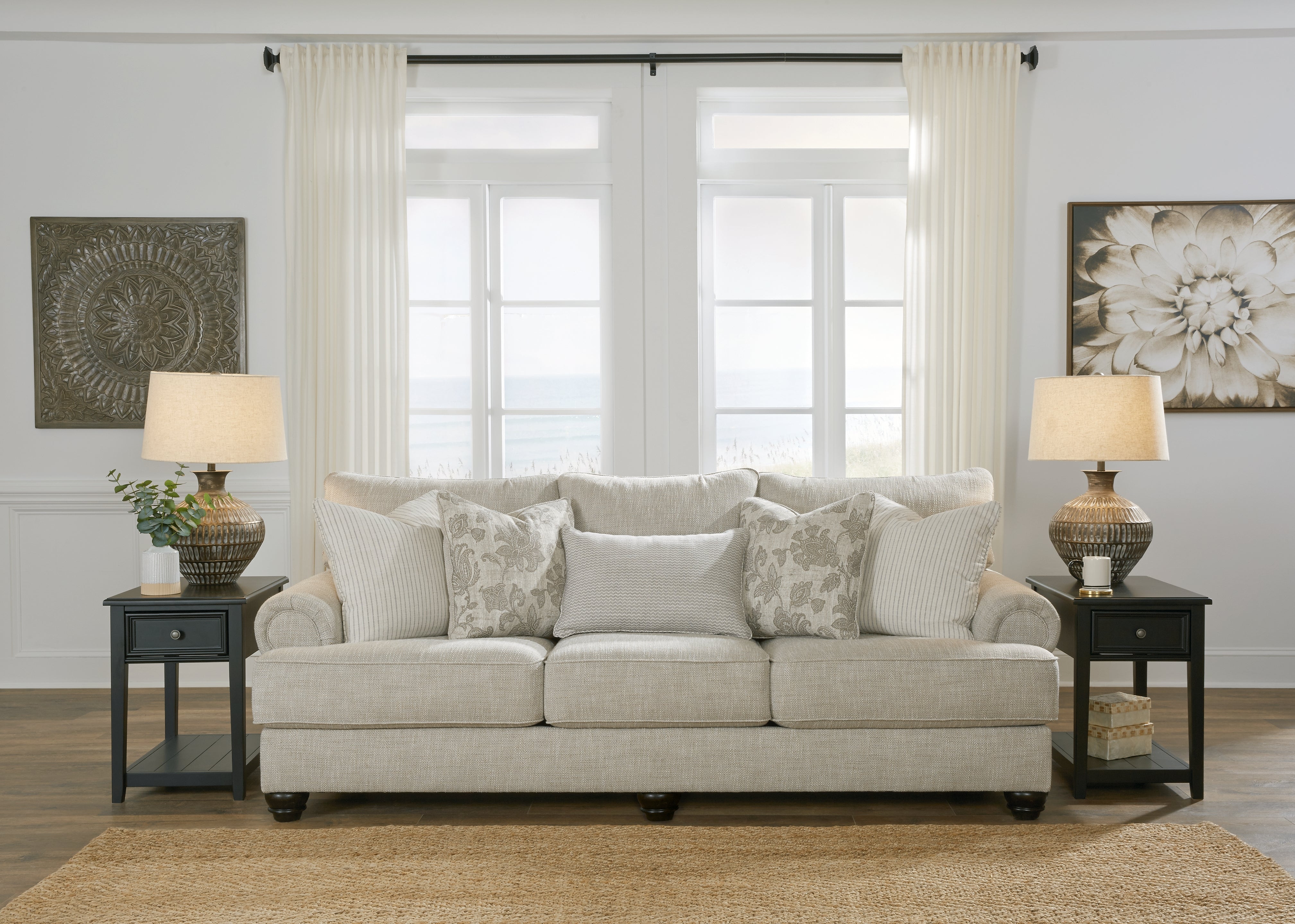 Leasing Furniture - Ashley Furniture - Asanti Living Room - Sofa / Fog - 1320138