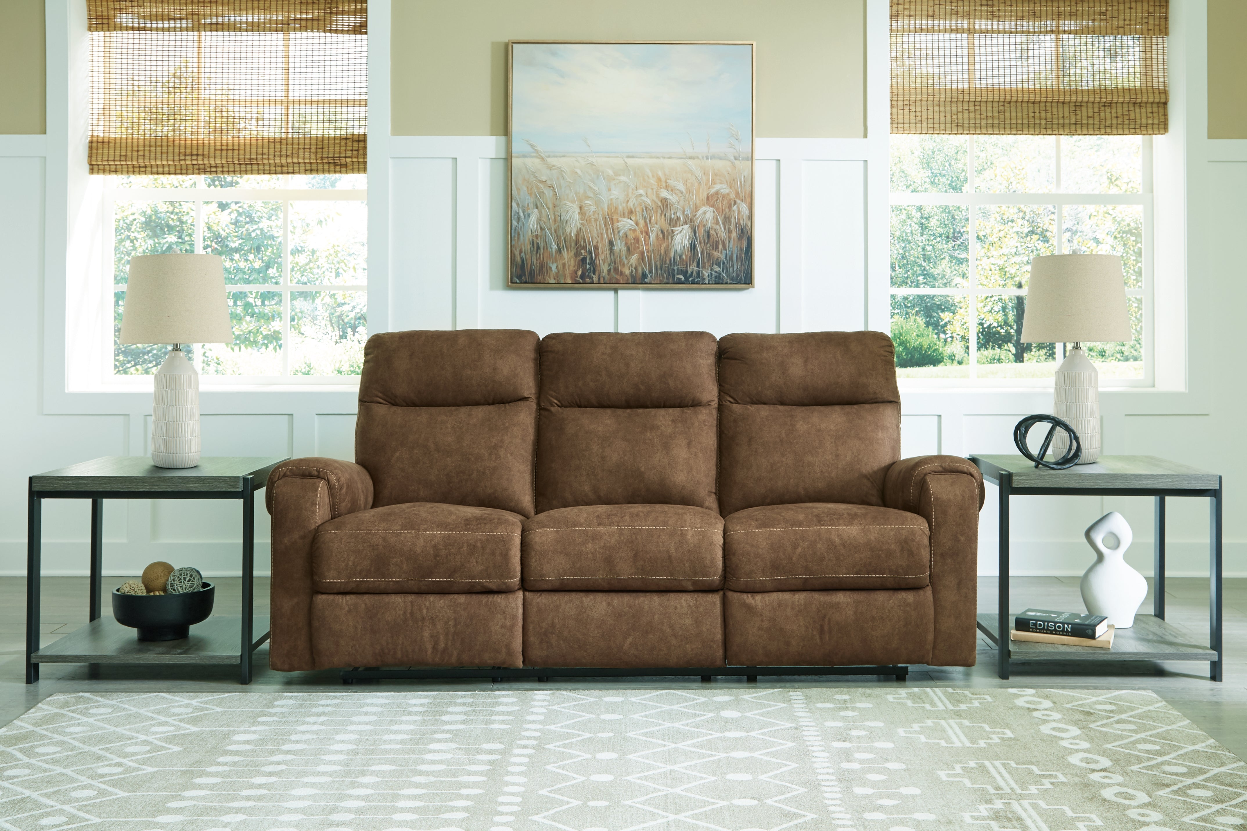 Leasing Furniture - Ashley Furniture - Edenwold Living Room - Reclining Sofa / Brindle - 1380588