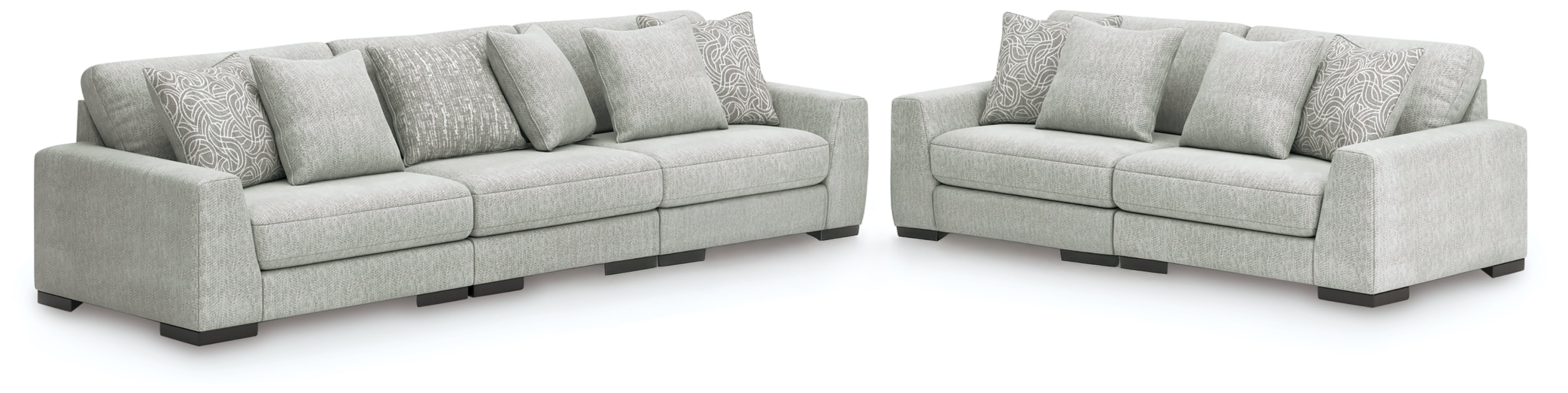 Leasing Furniture - Ashley Furniture - Regent Park 3-Piece Sectional Sofa and 2-Piece Sectional Loveseat - 3-Piece Sectional Sofa and 2-Piece Sectional Loveseat / Pewter - 14404U4