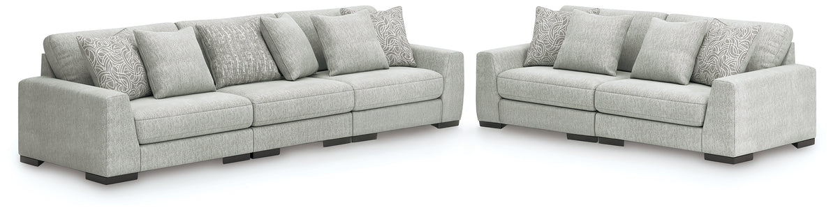 Leasing Furniture - Ashley Furniture - Regent Park 3-Piece Sectional Sofa and 2-Piece Sectional Loveseat - 3-Piece Sectional Sofa and 2-Piece Sectional Loveseat / Pewter - 14404U4