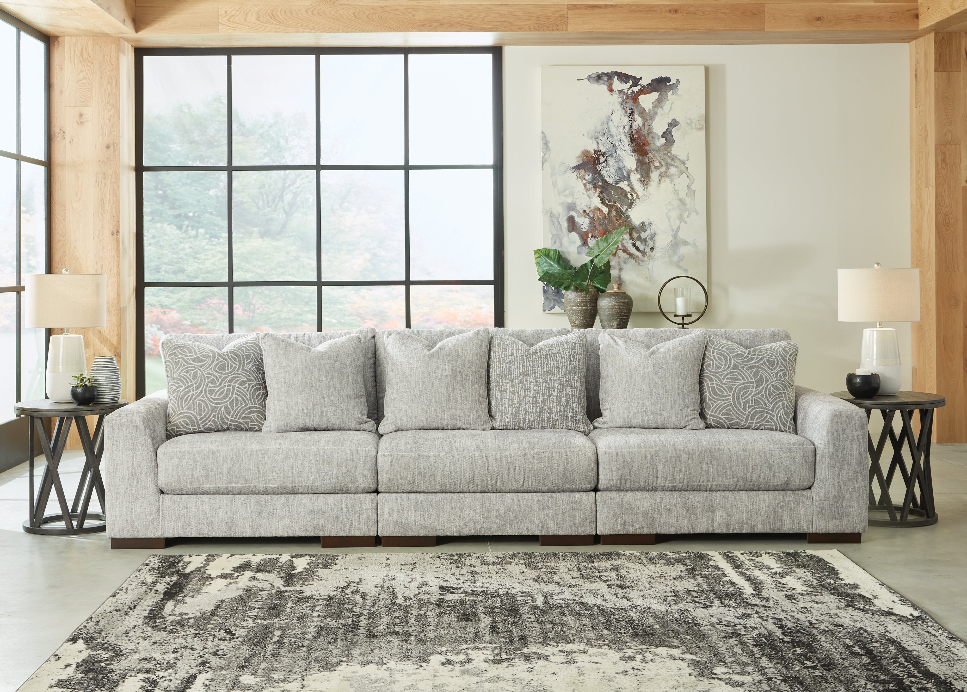 Leasing Furniture - Ashley Furniture - Regent Park Sectional - RAF 3-Piece Sectional Sofa / Pewter - 14404S5