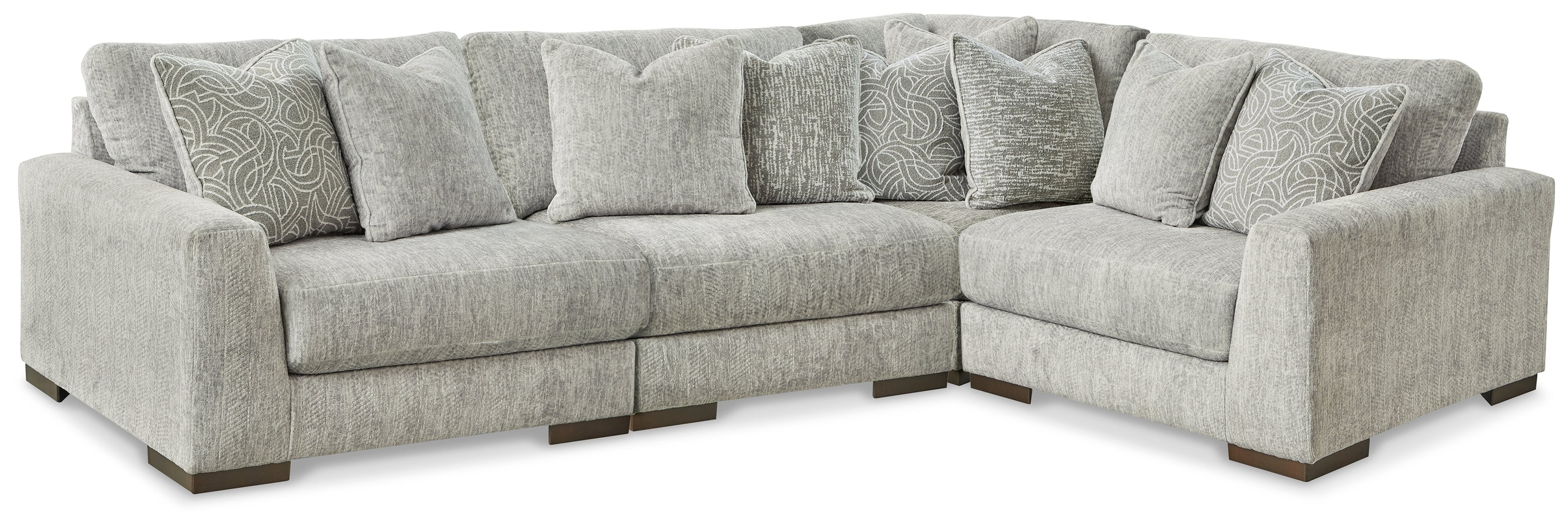 Leasing Furniture - Ashley Furniture - Regent Park Sectional - RAF 4-Piece Sectional / Pewter - 14404S2