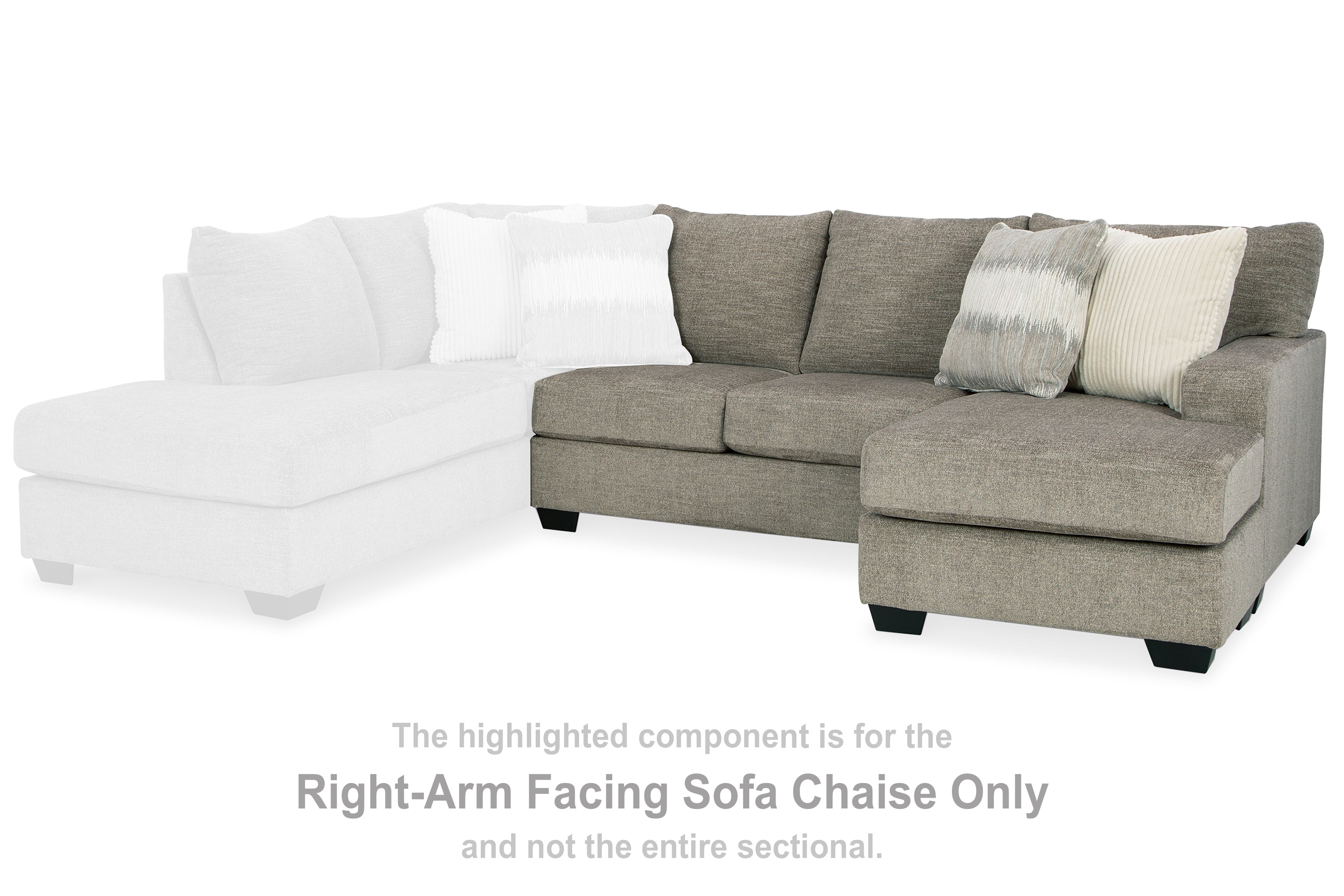 Leasing Furniture - Ashley Furniture - Creswell Sectional - RAF Sofa Chaise / Stone - 1530503