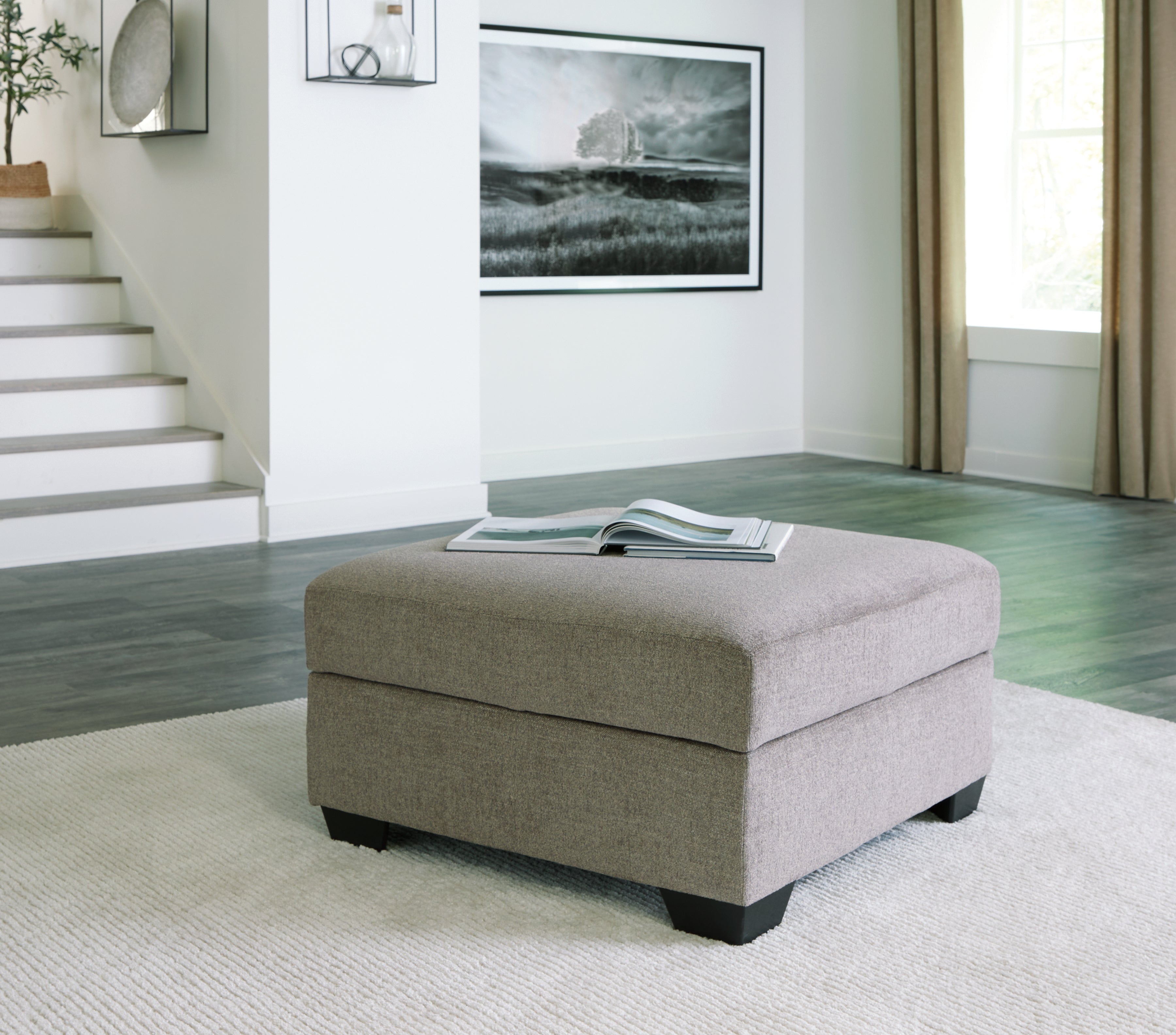 Leasing Furniture - Ashley Furniture - Creswell Living Room - Ottoman With Storage / Stone - 1530511