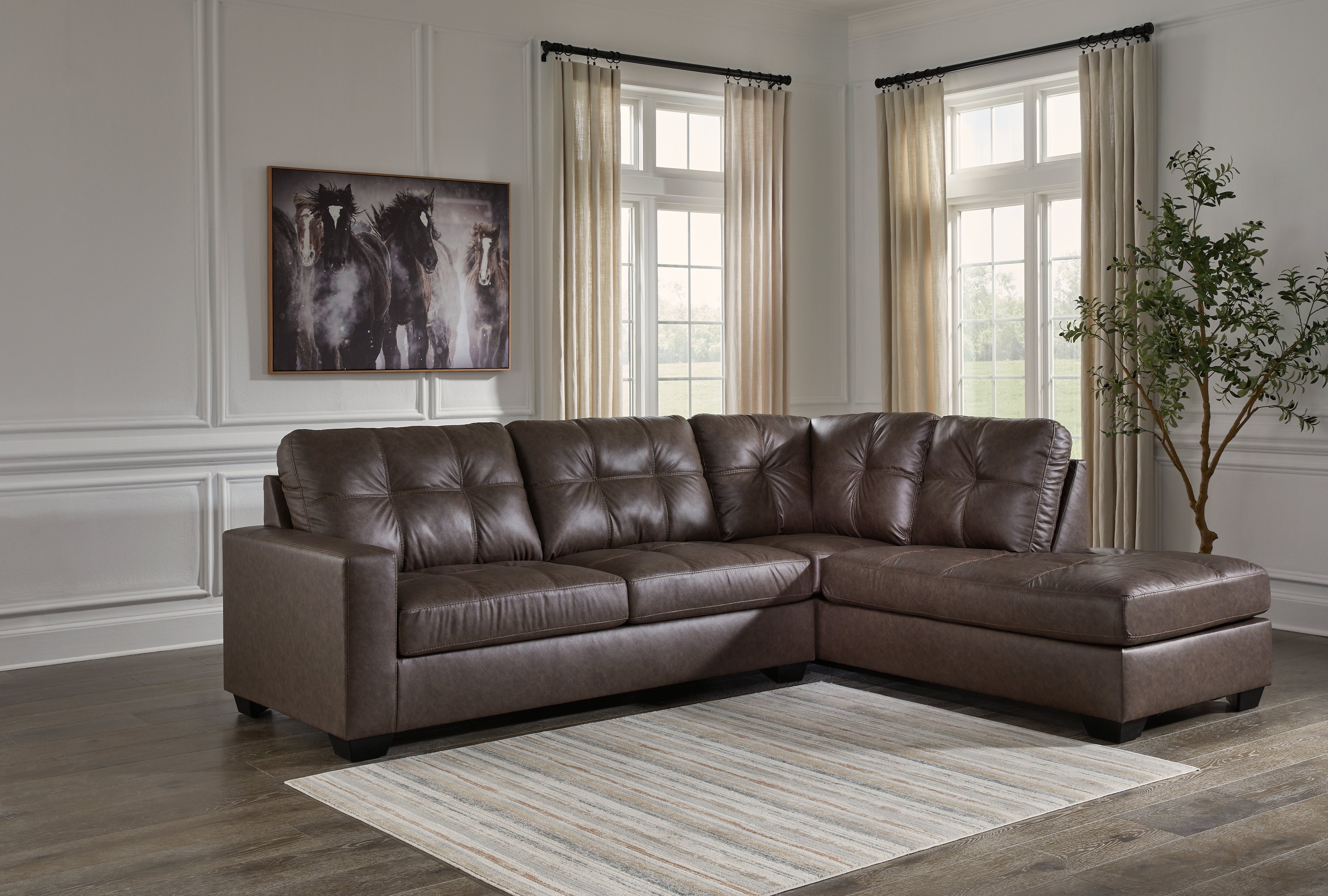 Leasing Furniture - Ashley Furniture - Barlin Mills Sectional - LAF 2-Piece Sectional with Chaise / Umber - 17003S2