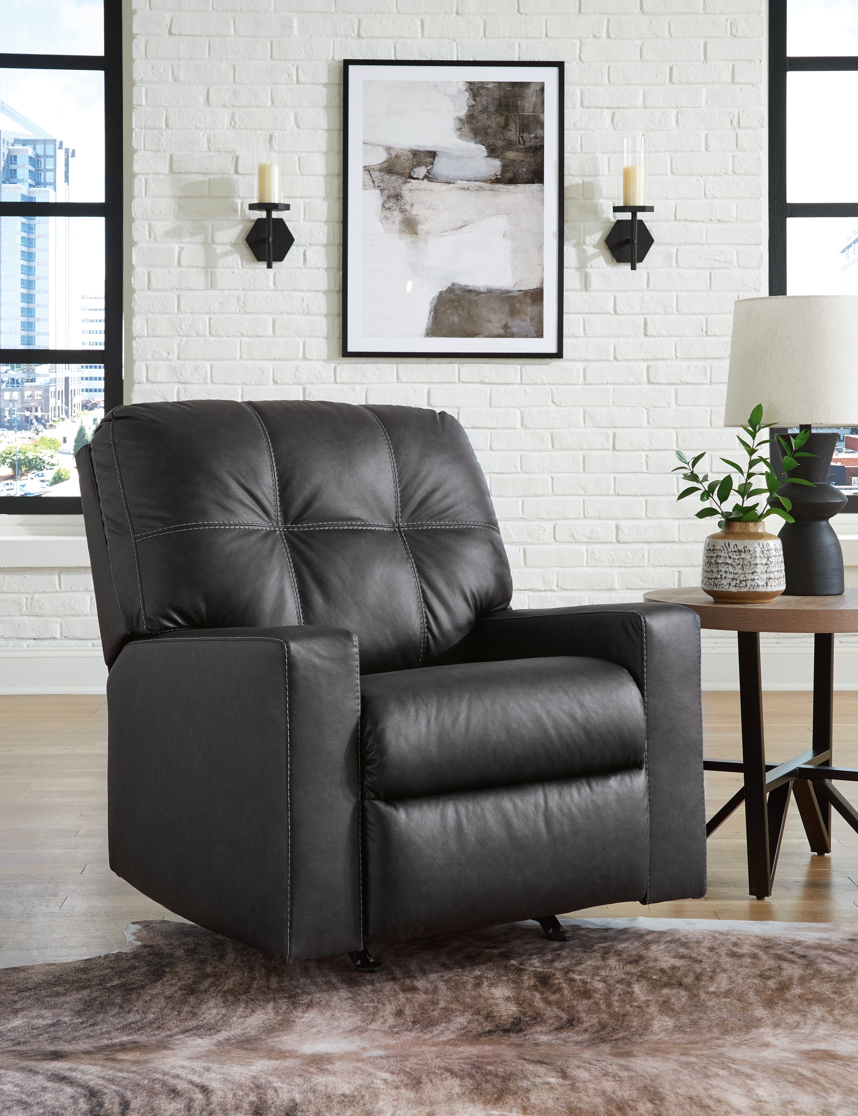 Leasing Furniture - Ashley Furniture - Barlin Mills Living Room - Rocker Recliner / Carbon - 1700425