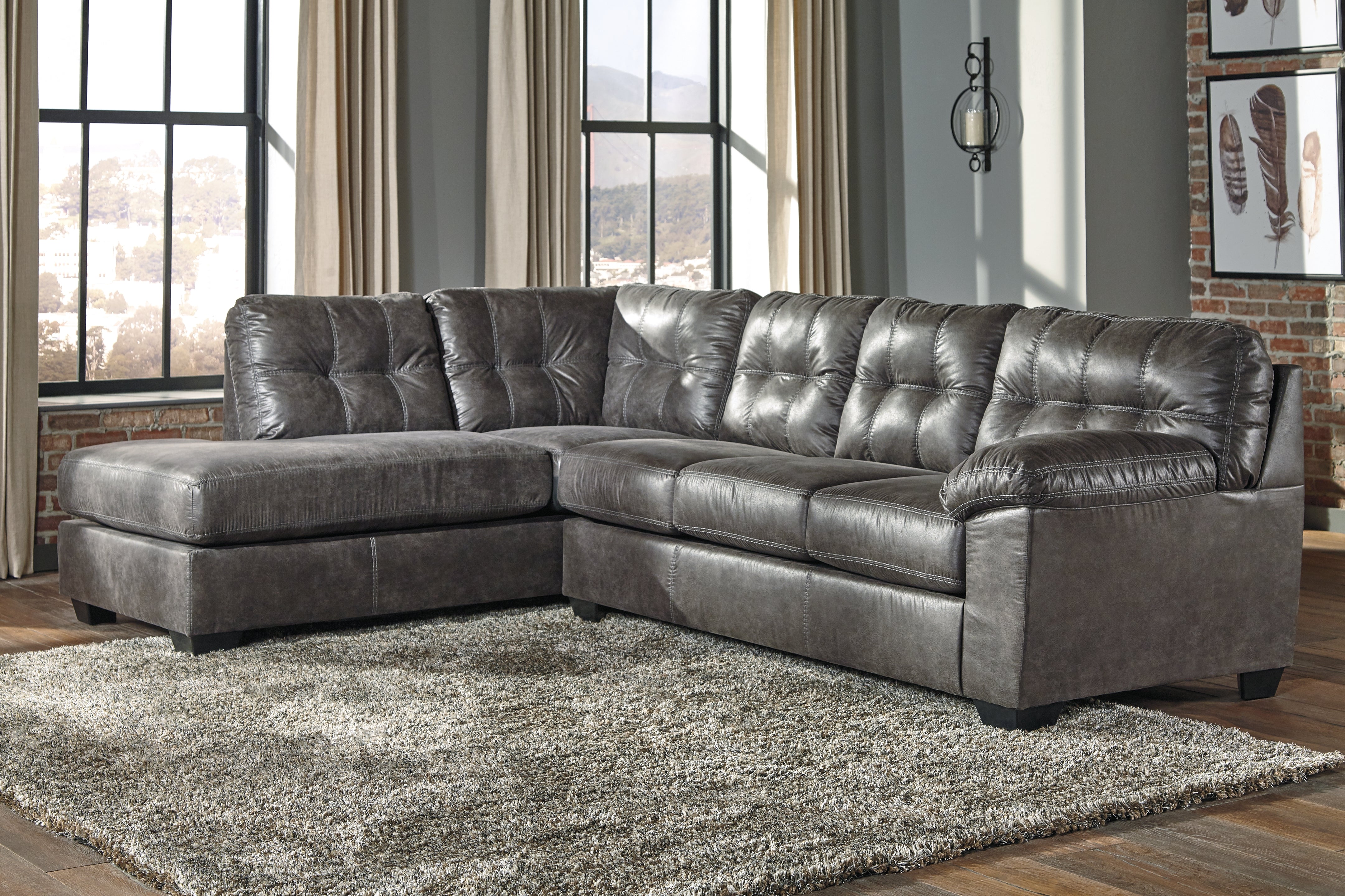 Leasing Furniture - Ashley Furniture - Fallston Sectional - RAF 2-Piece Sectional with Chaise / Slate - 17221S1