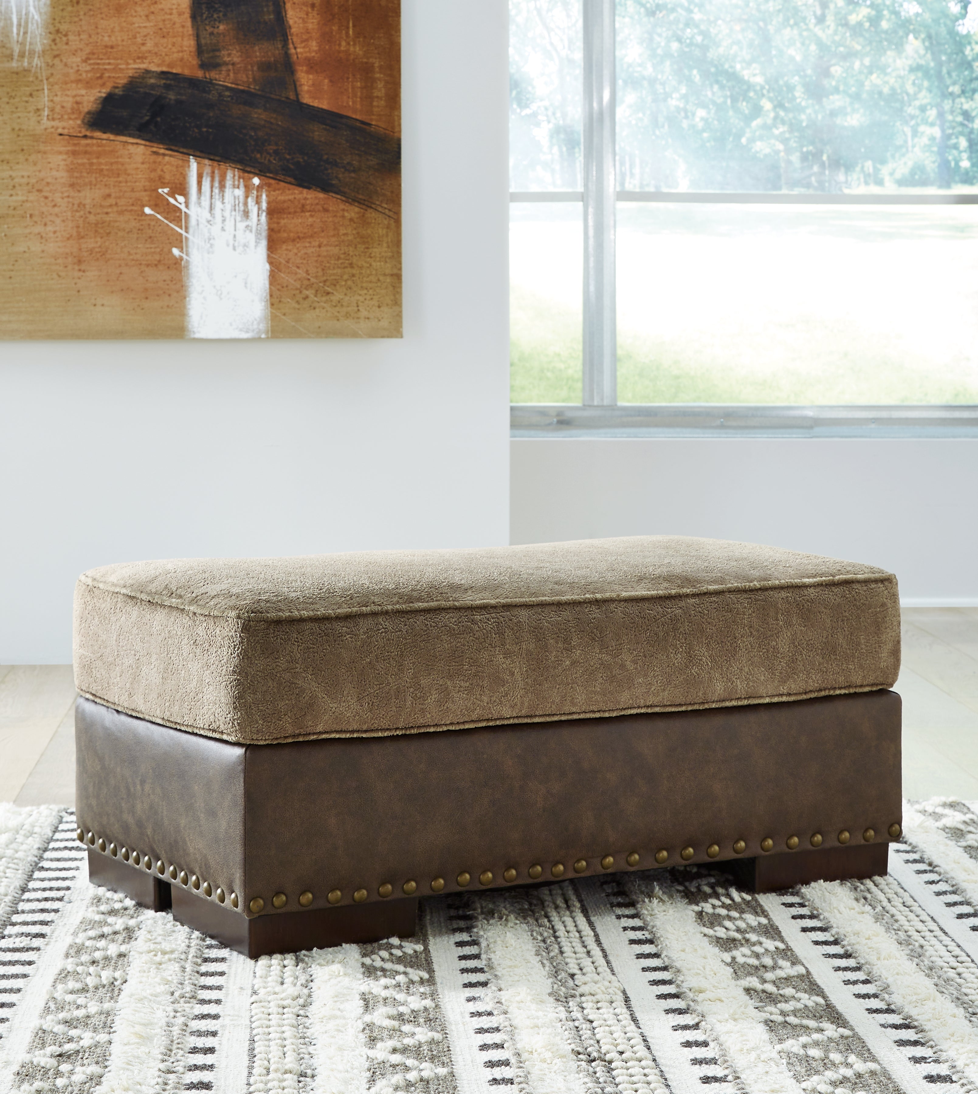 Leasing Furniture - Ashley Furniture - Alesbury Living Room - Ottoman / Chocolate - 1870414